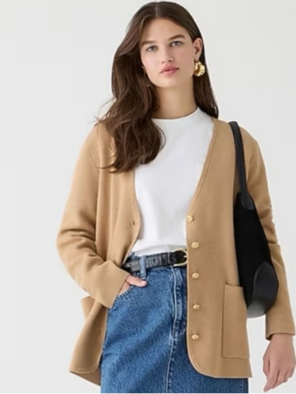 J. Crew Camel Button-Front Women's Cardigan
